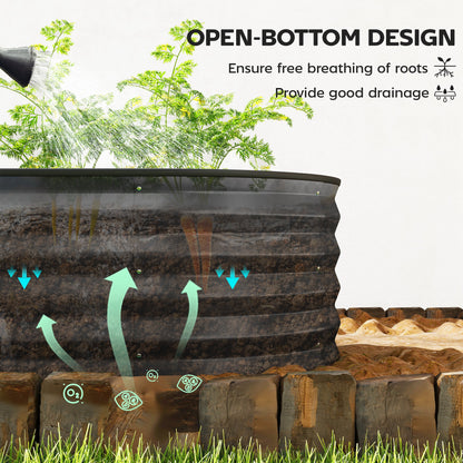 Outsunny Set of Two 150 x 60cm Steel Planters - Dark Grey