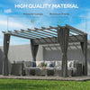 Outsunny 3.6 x 3 m Pergola with Retractable Roof Canopy, Curtains, Aluminium Garden Pergola Gazebo Sun Shade Shelter, Dark Grey