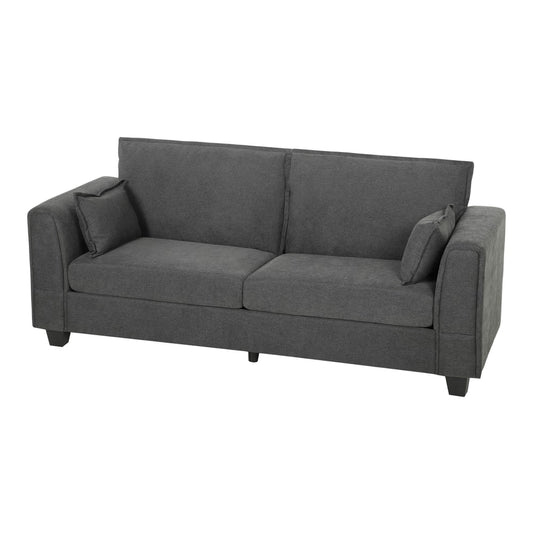 HOMCOM 3 Seater Sofa, Linen Upholstered Sofa Couch with Spring Cushions, Thick Padding, Wide Padded Armrests, Dark Grey