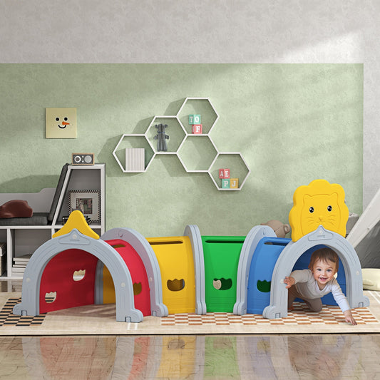 AIYAPLAY Kids Play Tunnel with Lion Design for 3-6 Years, Crawling, Climbing, Indoors & Outdoors
