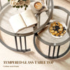HOMCOM Round Coffee Tables Set of 2, Nesting Tables with Tempered Glass Top and Steel Frame, Black