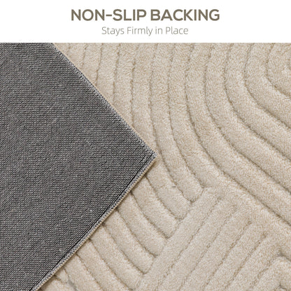HOMCOM Modern Geometric Rug, Thick & Plush, Non-Slip, 230 x 160 cm - Cream, Living Room/Bedroom/Office