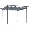 Outsunny 3.5 Sliding Pergola Canopy Metal Pergola Retractable Canopy for Garden Shade, Grey