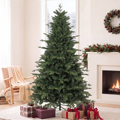 HOMCOM 7ft Artificial Christmas Tree with 2080 Realistic Tips in Green
