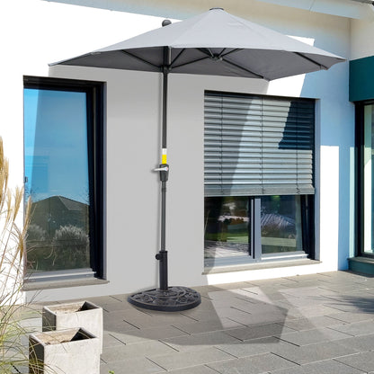 Outsunny 9kg Resin Parasol Base, Half Round Umbrella Stand with Floral Design for Garden, Outdoor, Suitable Umbrella Rod: a3.8cm, a4.8cm, Bronze Tone
