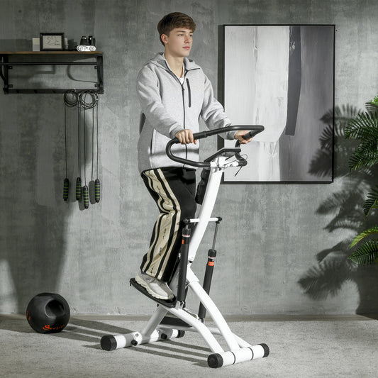 SPORTNOW Foldable Stepper Machine with 12-Level Hydraulic Resistance, Step Machine Exerciser with LCD Monitor and Drink Holder, for Home Fitness Workout, White and Black