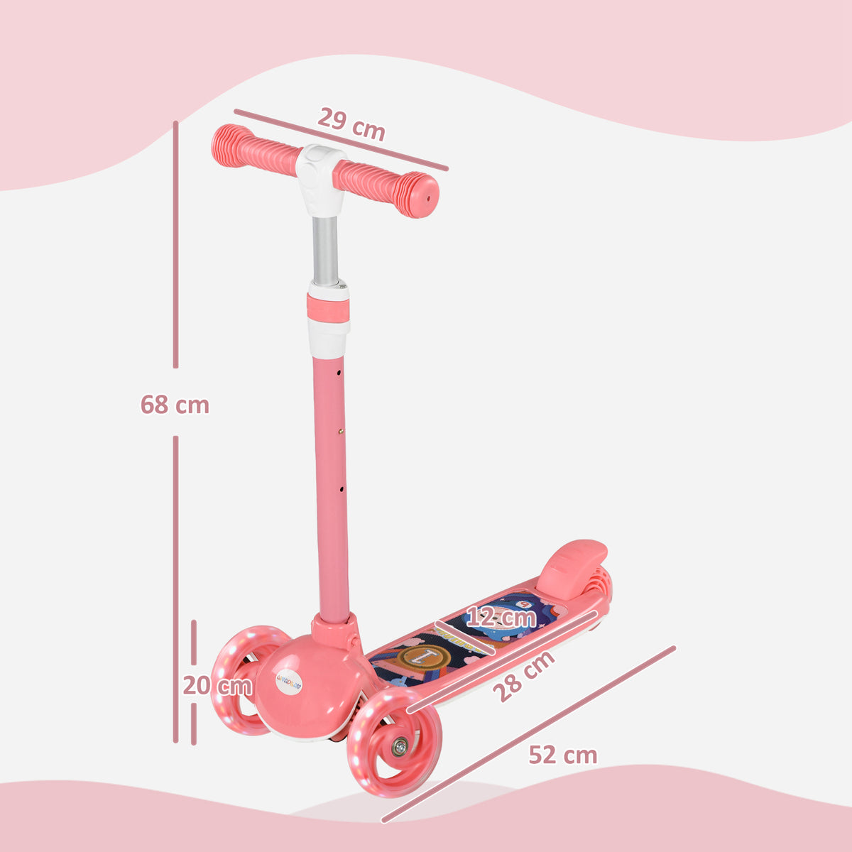 AIYAPLAY Kids 3 Wheel Scooter in Pink