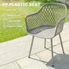 Outsunny Garden Chairs Set of 4, Garden Dining Chairs with Cut Out Diamond Back and Armrests for Patio, Balcony, Terrace, Grey