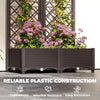 Outsunny Raised Garden Bed with Trellis, Plastic Planter Box with Drainage Holes, Drain Plugs and Water Reservoirs for Climbing Plants, Vegetables, Flowers, Brown