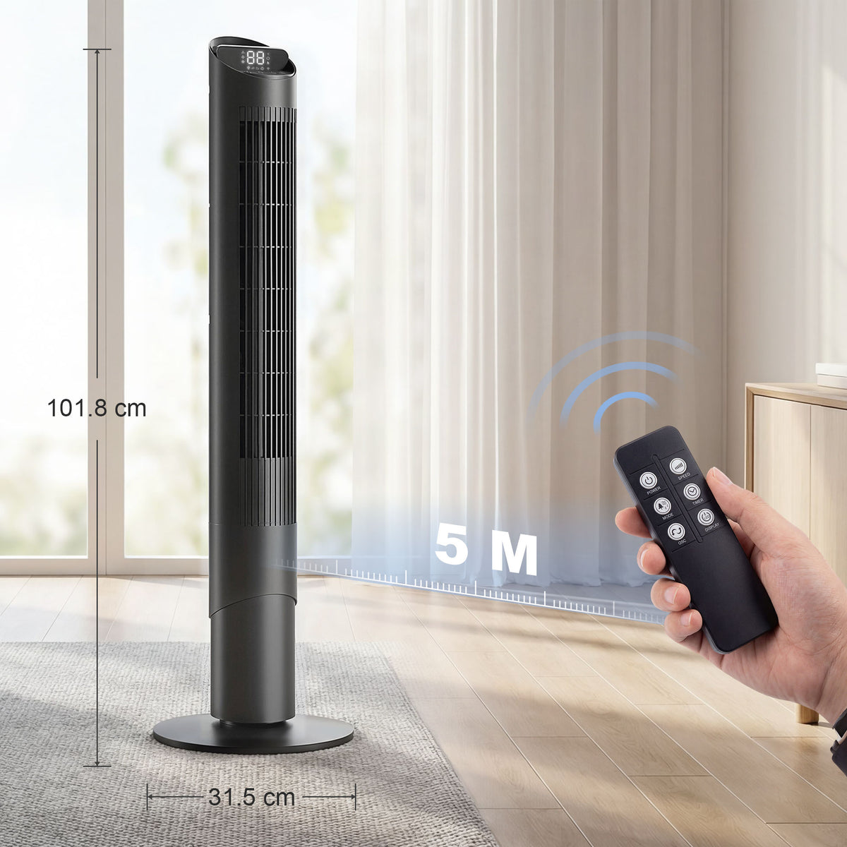 HOMCOM Tower Fan in Black