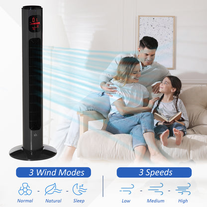 HOMCOM 38'' Freestanding Tower Fan in Dark Grey
