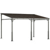 Outsunny 4 x 3 m Metal Lean-to Pergola, Wall-Mounted Garden Pergola with Polycarbonate Roof and Metal-Aluminium Frame, Heavy Duty Hardtop Gazebo for Outdoor Patios, BBQ, Brown