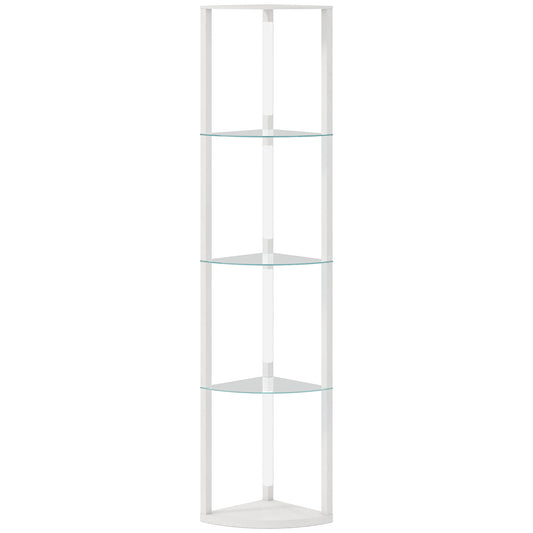 HOMCOM LED Floor Lamp with Shelves in White