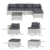 Outsunny 6 Pieces Rattan Corner Sofa Set - Mixed Grey