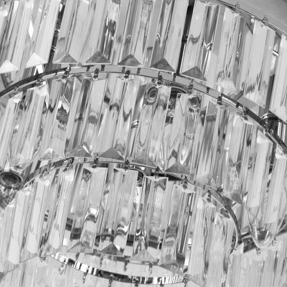 HOMCOM Set of 2 Modern Crystal Ceiling Lights, Chandeliers, Pendant Lamps w/ 7 Lights, E14 Fittings for Living Room, Bedroom, Silver