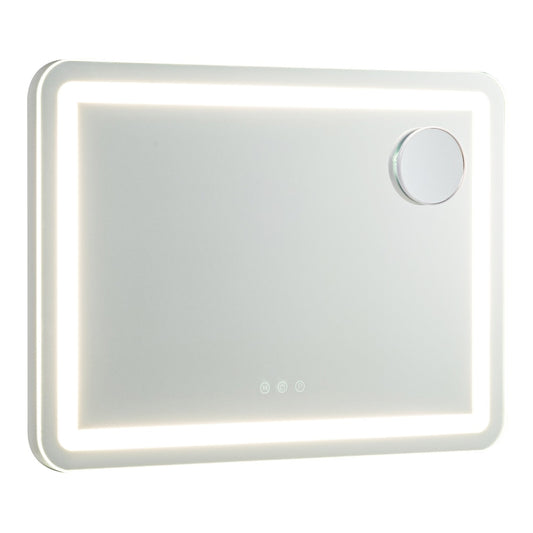 Vanity Mirror with 3 light colours and removable magnify mirror, white finish