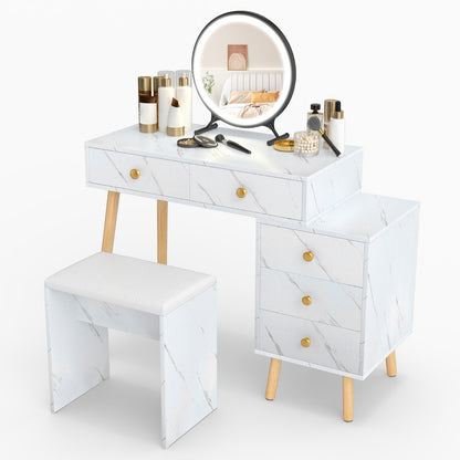 Vanity Desk Makeup Vanity Set with Removable Mirror-White