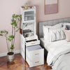 Vanity Desk with Flip-up Mirror and Movable Storage Stool-White