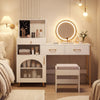 Vanity Desk with Mirror and Lights Makeup Vanity Table with 3 Lighting Modes-White