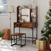 Vanity Desk with Mirror and Stool Wide Makeup Dressing Table-Rustic Brown