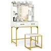 Vanity Desk with Mirror and Stool Wide Makeup Dressing Table-White