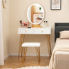 Vanity Set with LED Lighted Mirror and Soft Cushioned Stool  for Bedroom-White