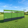 Outsunny Camping Windbreaker with Clear Windows and Steel Poles, for Beach Caravan Campervan, 725 x 140cm, Army Green