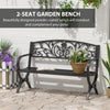 Outsunny 127L x 60W x 85H cm Powder Coated Garden Bench for Patio Backyard, Steel-Black