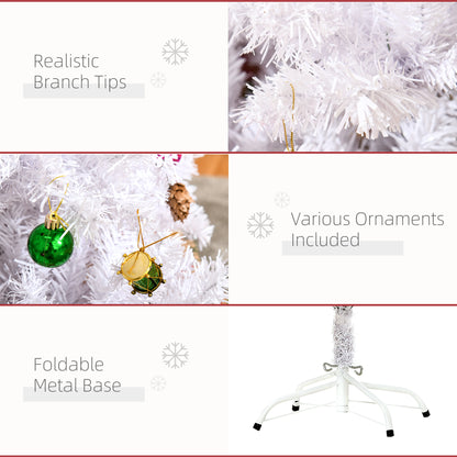 HOMCOM 5ft Snow Artificial Christmas Tree in White