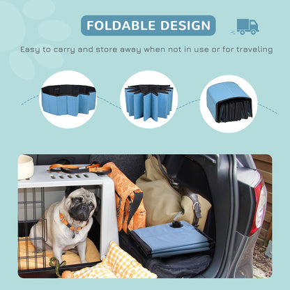 PawHut Dog Paddling Pool, Foldable Dog Pool, Leakproof & Hard Plastic, Portable Pet Bathtub with Non-Slip Base & Drainage Hole, for Indoors, Outdoors, Garden, Patio, 100 x 30 cm, Blue