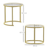 HOMCOM Modern Coffee Table Set of 2, Nest of Tables with Steel Frame and Tempered Glass Tabletop, Side Tables for Living Room Bedroom, Clear