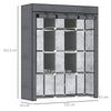 HOMCOM Fabric Wardrobe, with Rails and Shelves - Dark Grey