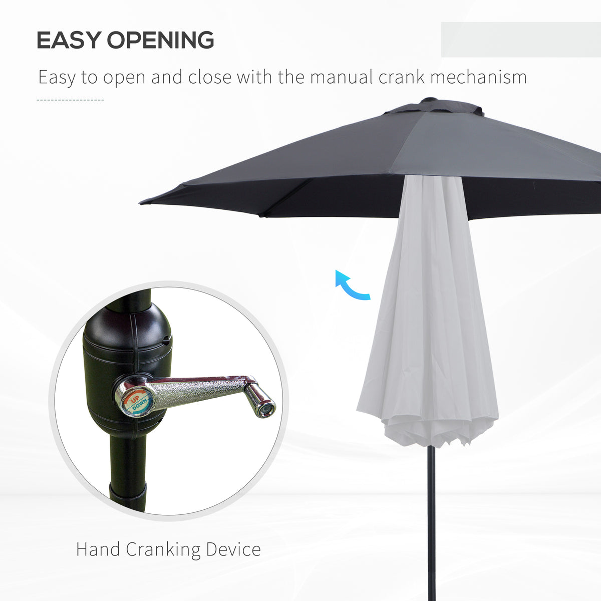 Outsunny 2.7M Garden Parasol Umbrella in Charcoal Grey