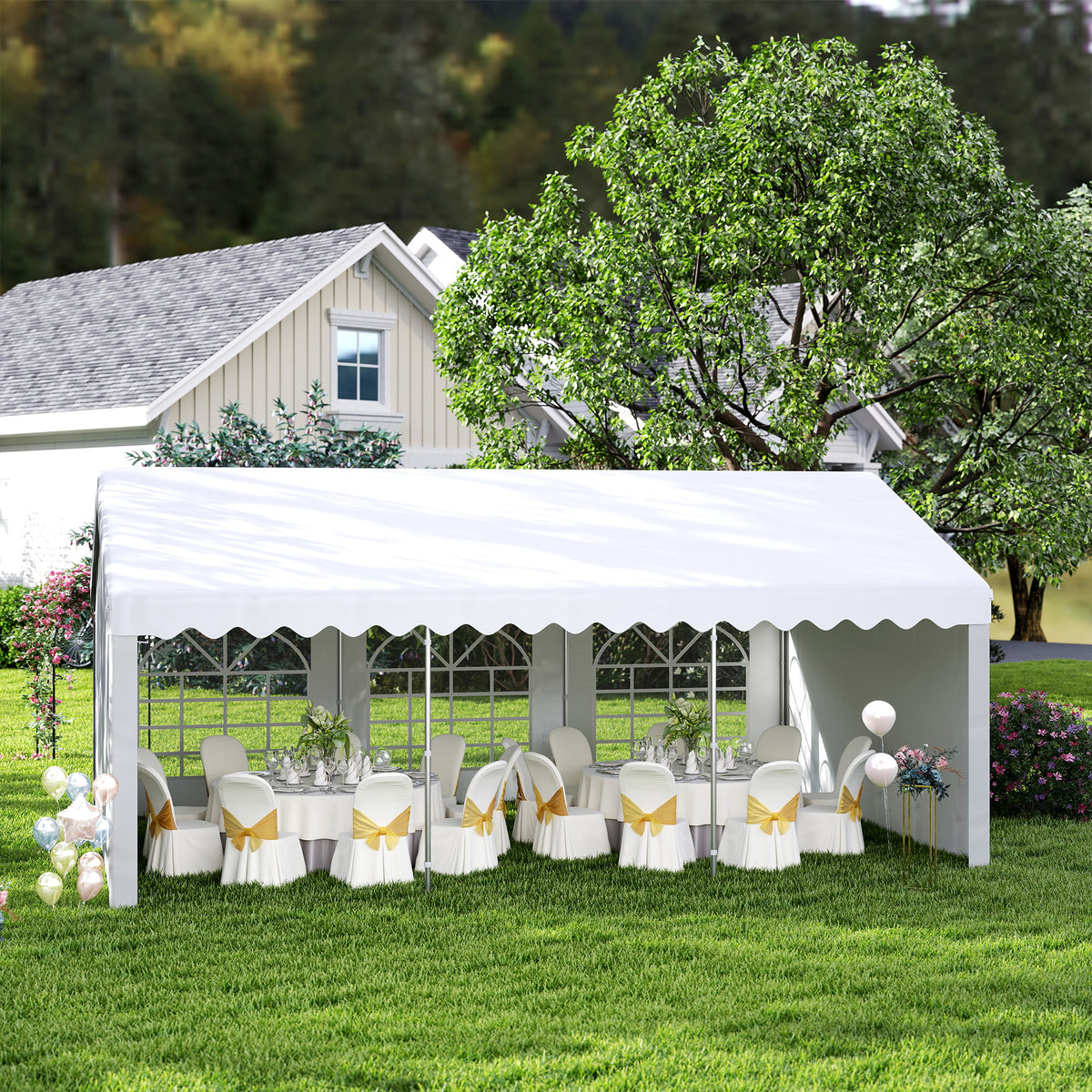 Outsunny Heavy Duty Garden Gazebo for Parties in White