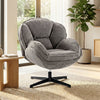 HOMCOM Modern Wingback Accent Chair, Velvet Armchair with Four-Star Base, S-Springs, Swivel, Grey
