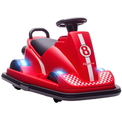 AIYAPLAY Kids Bumper Car, 360 degrees Rotation Spin Electric Walzer Car with LED Lights, Music for Ages 3-8 Years Old, Red