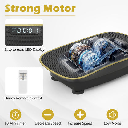 Close-up of the vibration plate motor and remote control