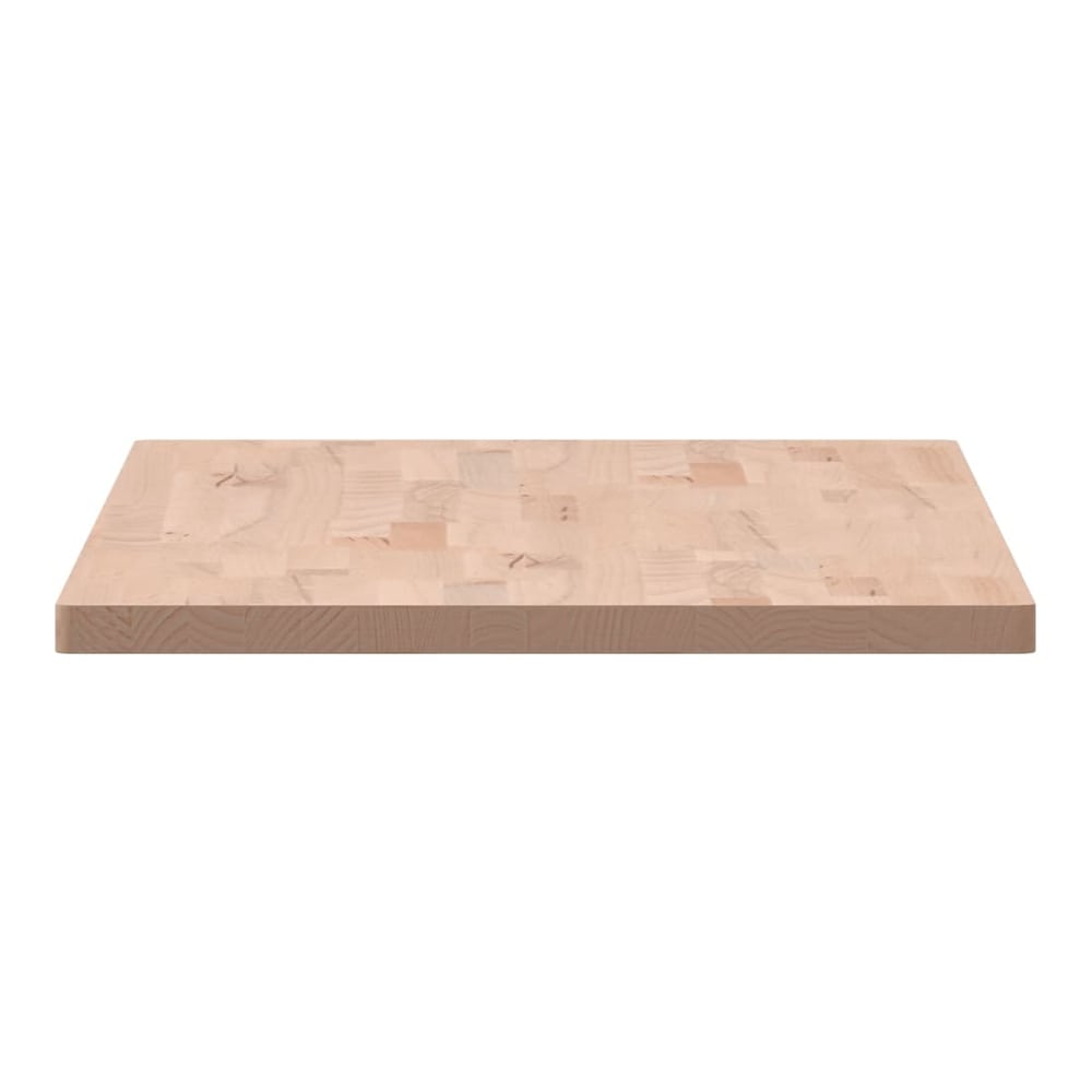 A close-up of the solid wood beech countertop edge