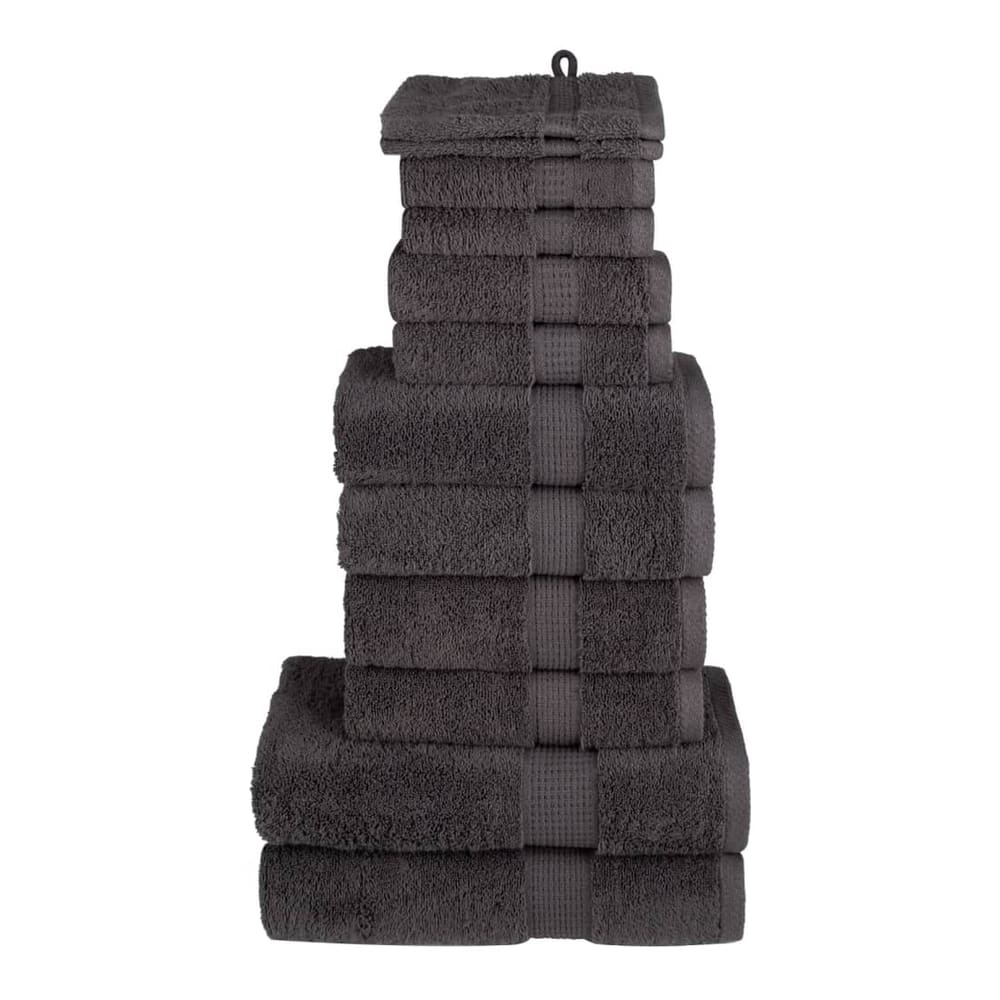 vidaXL 12 Piece Premium Towel Set SOLUND Anthracite 600 gsm stacked neatly