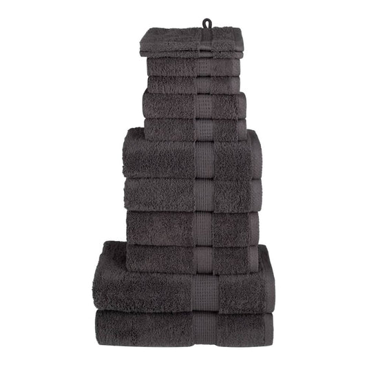 vidaXL 12 Piece Premium Towel Set SOLUND Anthracite 600 gsm stacked neatly