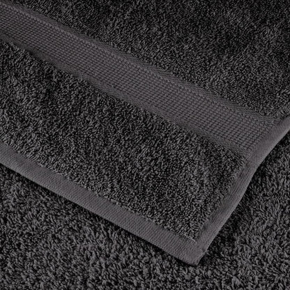 A close-up showing the texture and border of an anthracite towel