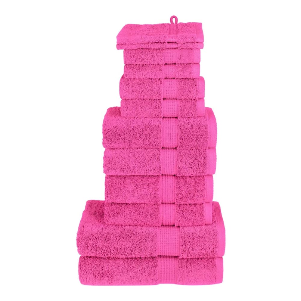 vidaXL 12 Piece Premium Towel Set SOLUND Pink 600 gsm stacked neatly