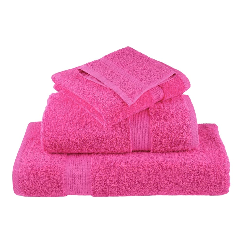 A pile of pink towels of varying sizes