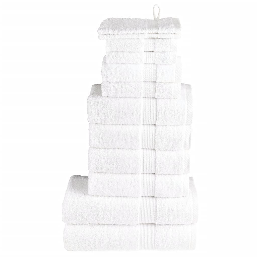 vidaXL 12 Piece Premium Towel Set SOLUND White 600 gsm stacked neatly