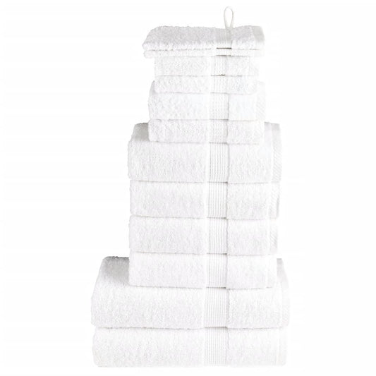 vidaXL 12 Piece Premium Towel Set SOLUND White 600 gsm stacked neatly