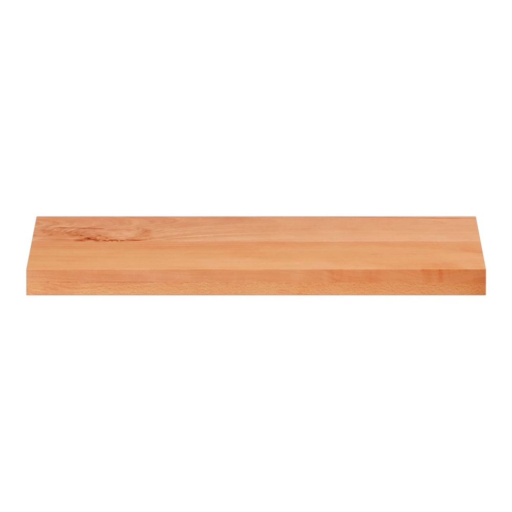 The wooden stair tread showing its smooth varnished surface and rounded front edge