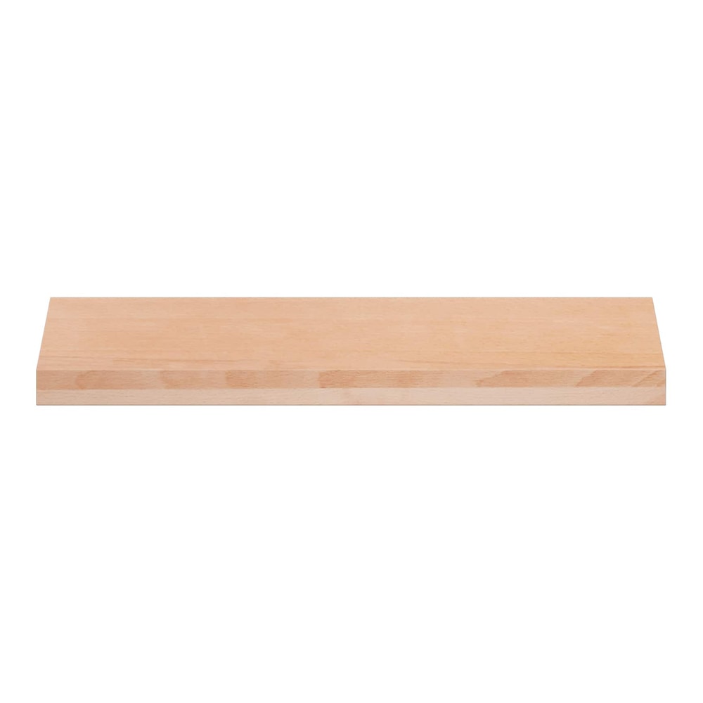 The top surface of a single stair tread, showing the natural wood grain