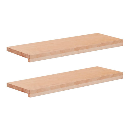vidaXL Stair Treads 2 pcs Natural Solid Beech Wood showing the top and front edges of two treads