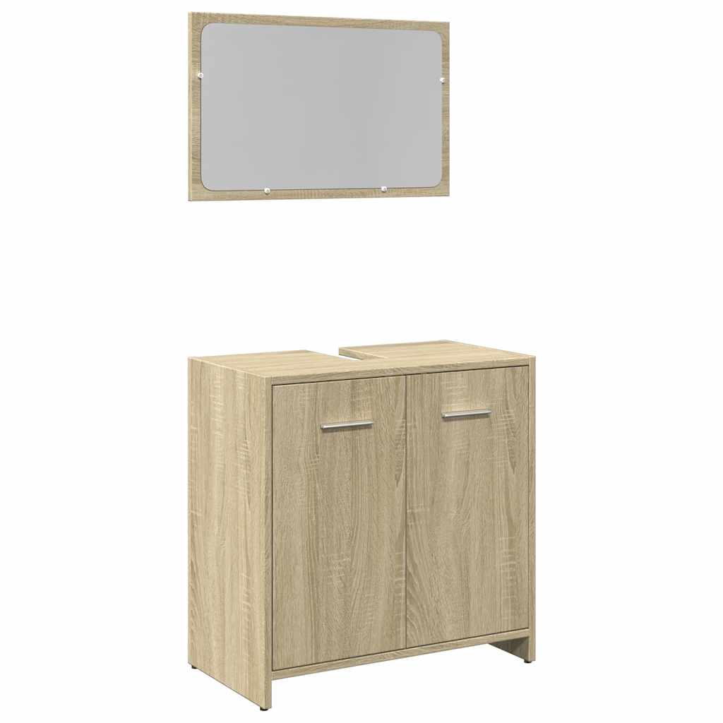 The two-door bathroom cabinet with a mirror above it