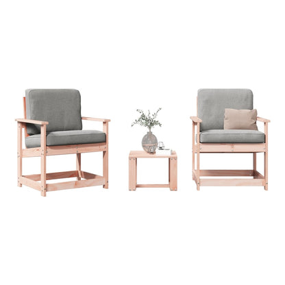 vidaXL 3 Piece Garden Lounge Set Solid Wood Douglas with two chairs and a table